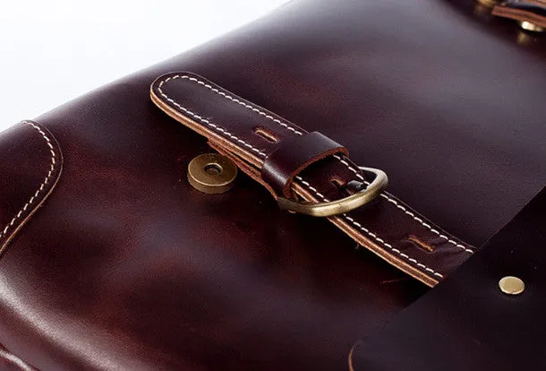 Handmade leather men Briefcase messenger vintage shoulder laptop bag vintage bag