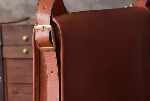 Handmade leather men Briefcase messenger vintage shoulder laptop bag vintage bag