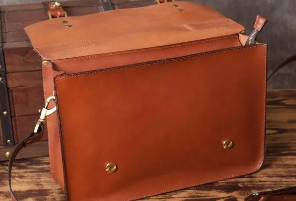 Handmade leather men Briefcase messenger vintage shoulder laptop bag vintage bag