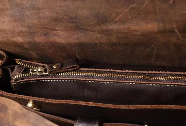 Handmade leather men Briefcase messenger vintage shoulder laptop bag vintage bag