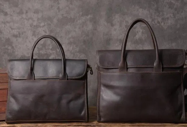 Handmade leather men Briefcase messenger vintage shoulder laptop bag vintage bag