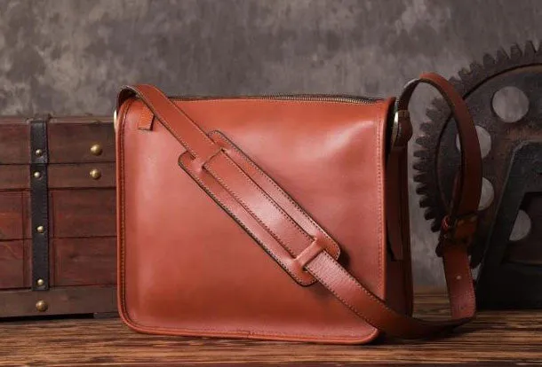 Handmade leather men Briefcase messenger vintage shoulder laptop bag vintage bag