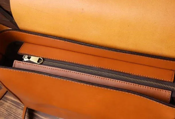 Handmade leather men Briefcase messenger vintage shoulder laptop bag vintage bag
