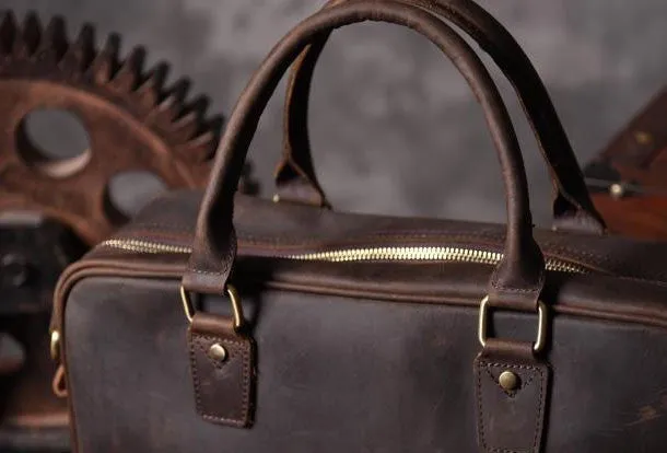 Handmade leather men Briefcase messenger vintage shoulder laptop bag vintage bag