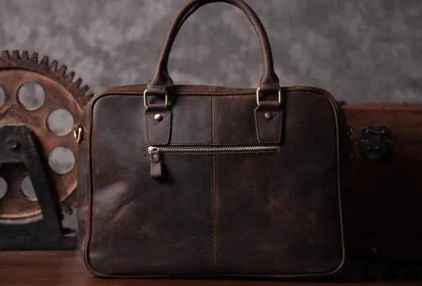 Handmade leather men Briefcase messenger vintage shoulder laptop bag vintage bag