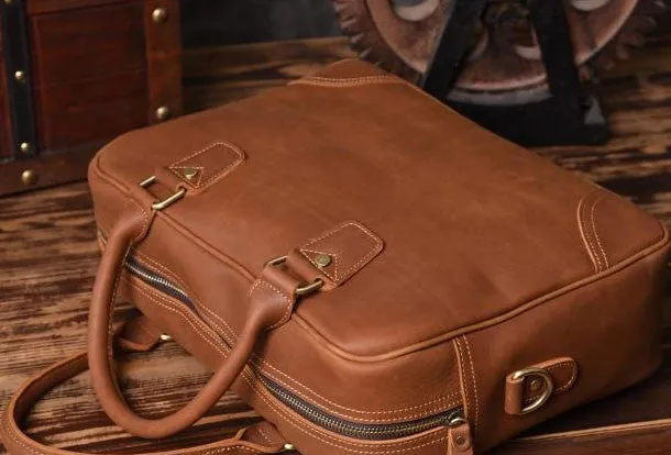 Handmade leather men Briefcase messenger vintage shoulder laptop bag vintage bag