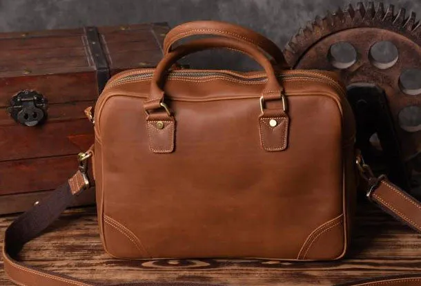 Handmade leather men Briefcase messenger vintage shoulder laptop bag vintage bag