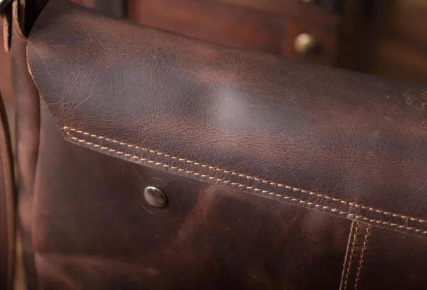 Handmade leather men Briefcase messenger vintage shoulder laptop bag vintage bag