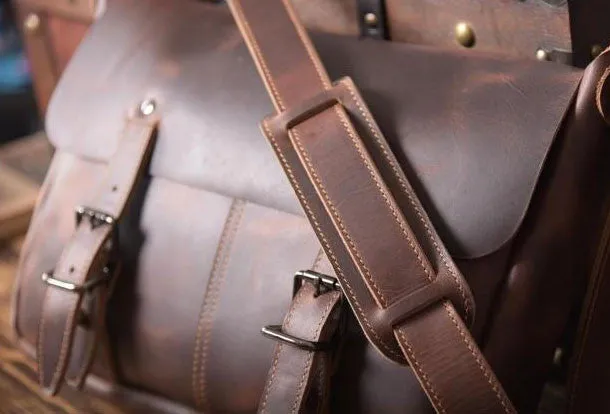 Handmade leather men Briefcase messenger vintage shoulder laptop bag vintage bag