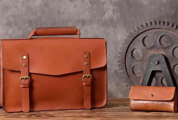 Handmade leather men Briefcase messenger vintage shoulder laptop bag vintage bag