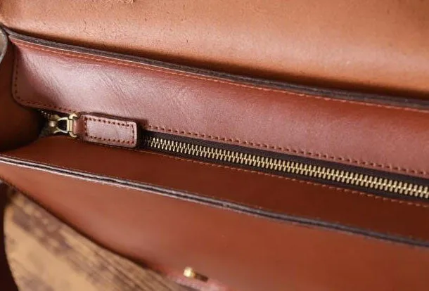 Handmade leather men Briefcase messenger vintage shoulder laptop bag vintage bag