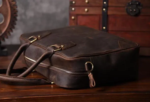 Handmade leather men Briefcase messenger vintage shoulder laptop bag vintage bag