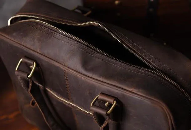 Handmade leather men Briefcase messenger vintage shoulder laptop bag vintage bag