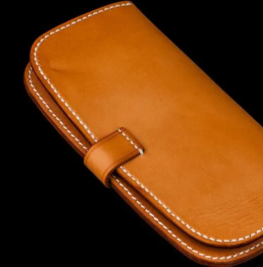 Handmade Leather Men Leather Long Wallet Cool Long Wallets for Men