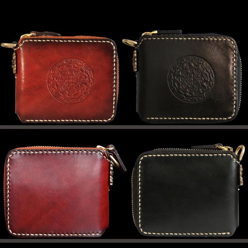 Handmade Leather Mens Biker Chain Wallet Cool Leather Wallets Small Chain Wallets for Men