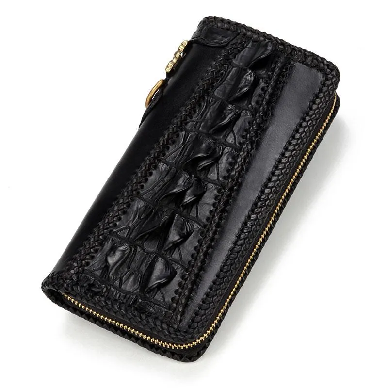 Handmade Leather Mens Biker Chain Wallets Cool Leather Biker Wallets Long Chain Wallet for Men