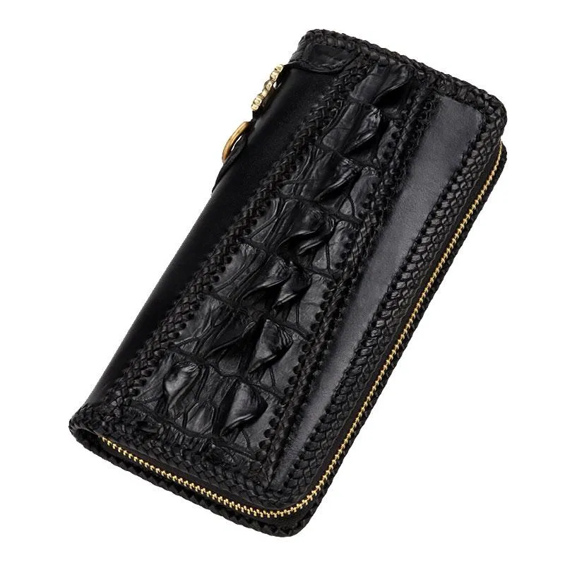 Handmade Leather Mens Biker Chain Wallets Cool Leather Biker Wallets Long Chain Wallet for Men