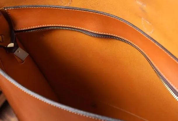 Handmade leather mens Briefcase business Briefcase Shoulder Bag Laptop Briefcase