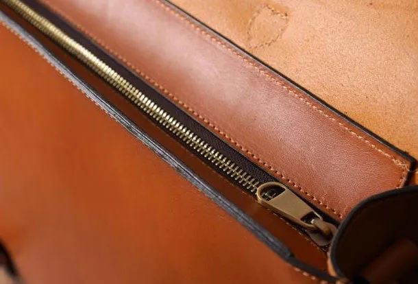 Handmade leather mens Briefcase business Briefcase Shoulder Bag Laptop Briefcase