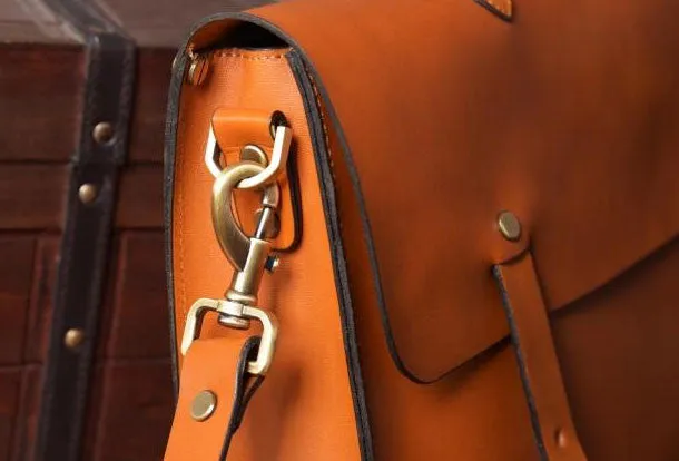 Handmade leather mens Briefcase business Briefcase Shoulder Bag Laptop Briefcase