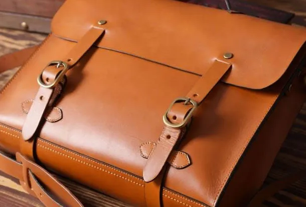 Handmade leather mens Briefcase business Briefcase Shoulder Bag Laptop Briefcase