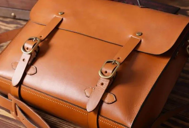 Handmade leather mens Briefcases messenger bags vintage Shoulder Briefcases laptops