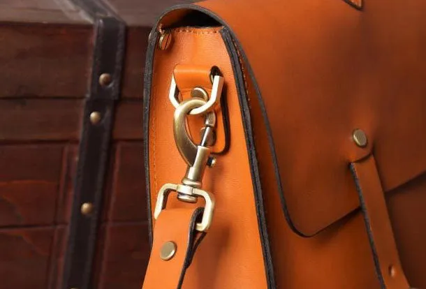 Handmade leather mens Briefcases messenger bags vintage Shoulder Briefcases laptops