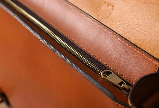Handmade leather mens Briefcases messenger bags vintage Shoulder Briefcases laptops