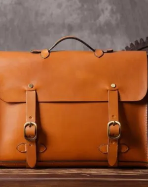 Handmade leather mens Briefcases messenger bags vintage Shoulder Briefcases laptops