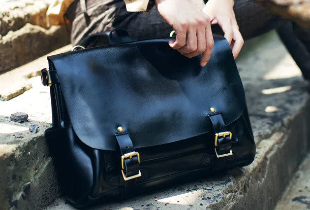 Handmade leather mens Briefcases messenger bagshoulder vintage laptop bag