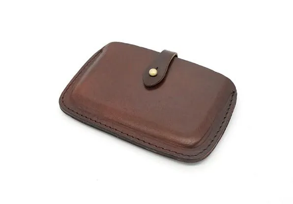 Handmade Leather Mens Card Wallet Front Pocket Wallets Small Wallets for Men