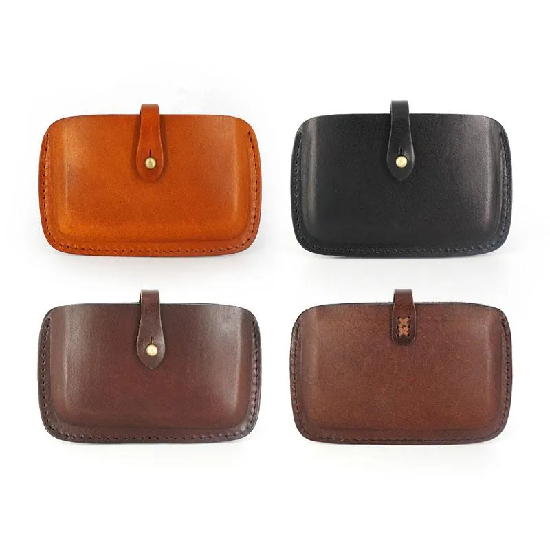 Handmade Leather Mens Card Wallet Front Pocket Wallets Small Wallets for Men