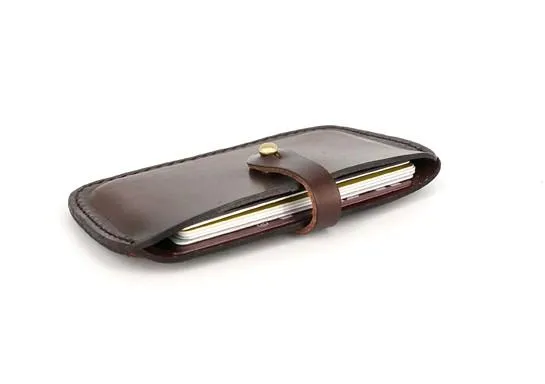 Handmade Leather Mens Card Wallet Front Pocket Wallets Small Wallets for Men