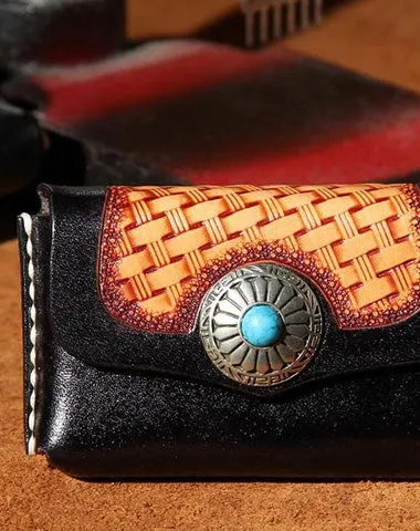Handmade Leather Mens Card Wallet Holder Small Card Wallet for Men
