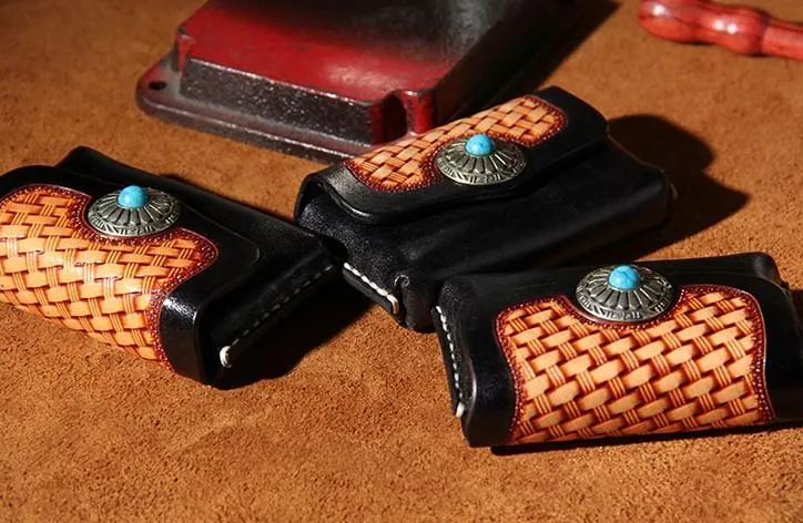 Handmade Leather Mens Card Wallet Holder Small Card Wallet for Men
