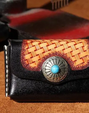Handmade Leather Mens Card Wallet Holder Small Card Wallet for Men