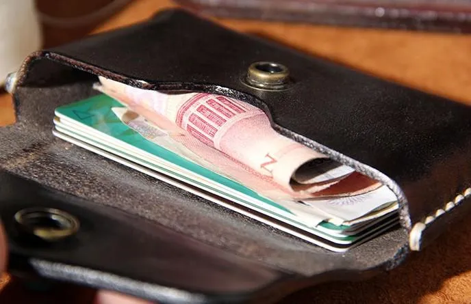 Handmade Leather Mens Card Wallet Holder Small Card Wallet for Men