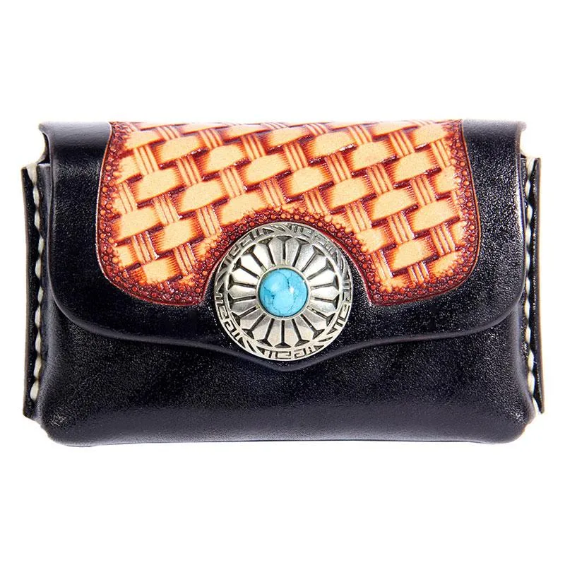 Handmade Leather Mens Card Wallet Holder Small Card Wallet for Men