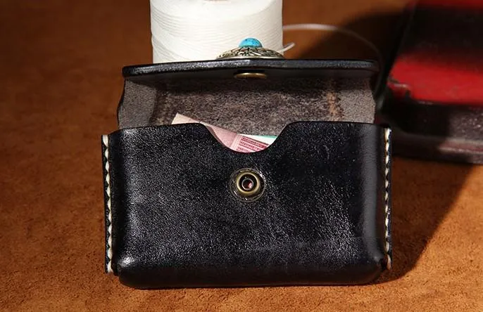 Handmade Leather Mens Card Wallet Holder Small Card Wallet for Men