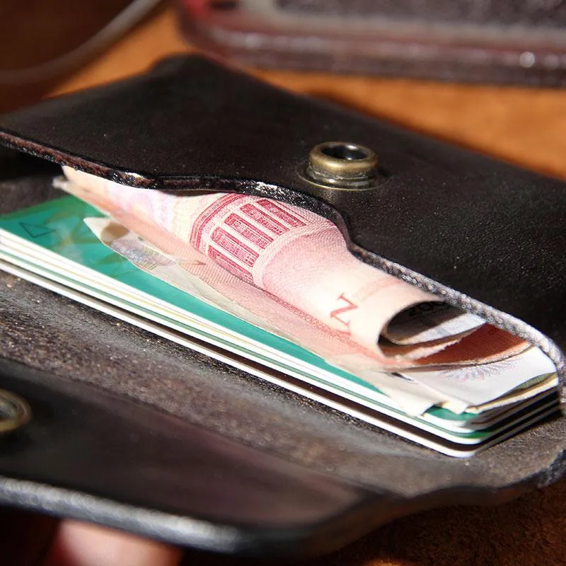 Handmade Leather Mens Card Wallet Holder Small Card Wallet for Men