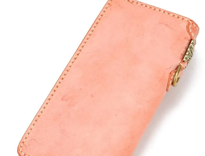 Handmade Leather Mens Chain Biker Wallet Cool Leather Wallet Long Phone Wallets for Men