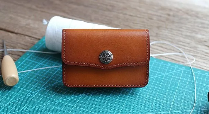 Handmade Leather Mens Change Wallet Card Wallet Front Pocket Wallets Small Wallets for Men