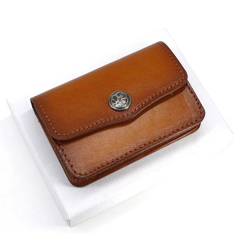 Handmade Leather Mens Change Wallet Card Wallet Front Pocket Wallets Small Wallets for Men