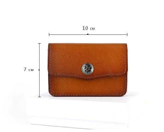 Handmade Leather Mens Change Wallet Card Wallet Front Pocket Wallets Small Wallets for Men