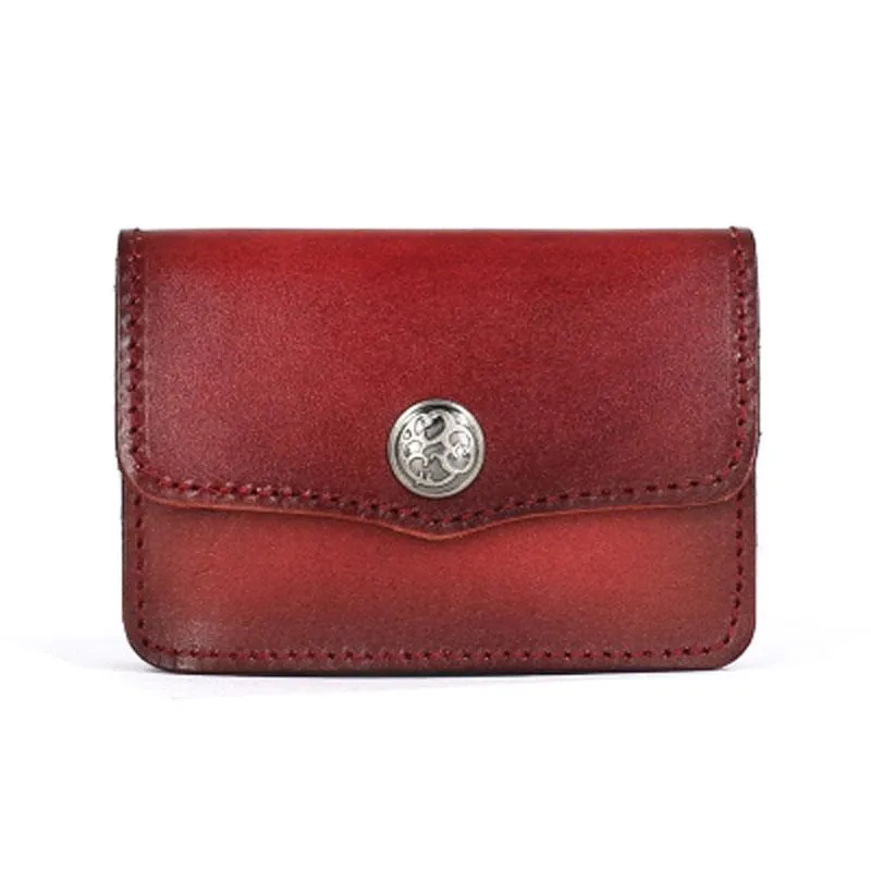 Handmade Leather Mens Change Wallet Card Wallet Front Pocket Wallets Small Wallets for Men