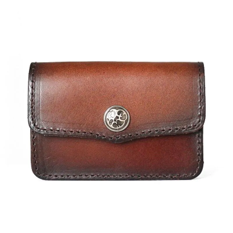 Handmade Leather Mens Change Wallet Card Wallet Front Pocket Wallets Small Wallets for Men