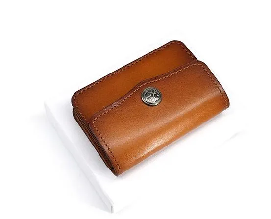Handmade Leather Mens Change Wallet Card Wallet Front Pocket Wallets Small Wallets for Men