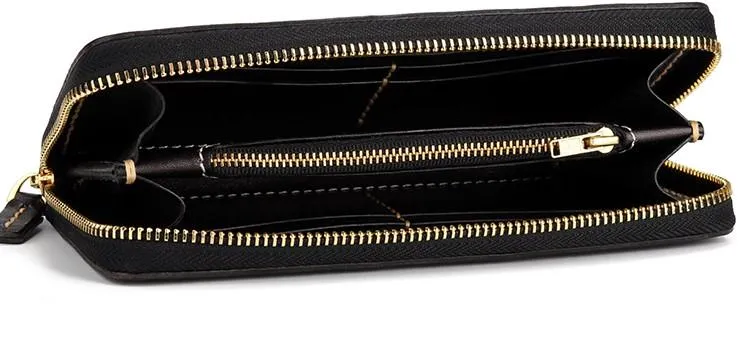 Handmade Leather Mens Chinese Handwriting Biker Chain Wallet Cool Leather Wallet Long Wallets for Men