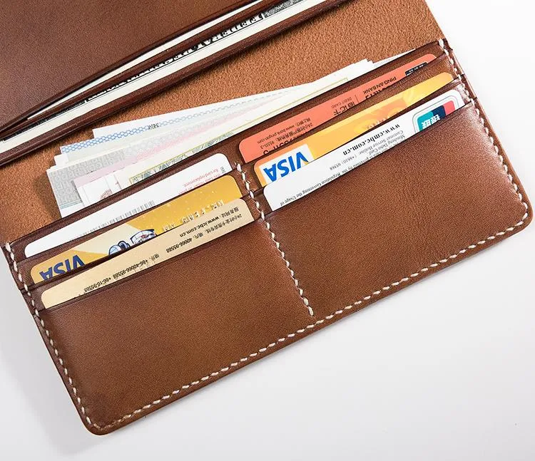Handmade Leather Mens Clutch Wallet Cool Leather Wallet Long Phone Wallets for Men