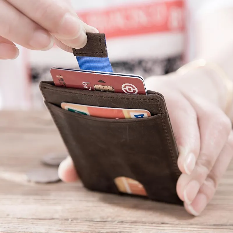 Handmade Leather Mens Cool billfold Wallet Card Holder Small Card Slim Wallets for Men